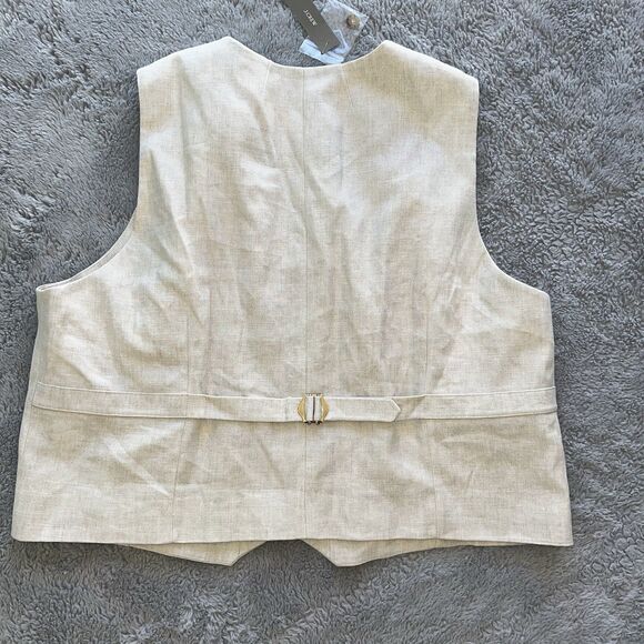 J. Crew Women’s Classic Vest Stretch Linen Blend Size 22 Ecru Ivory Beige FIV - Picture 10 of 10